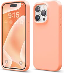 Elago Liquid Silicone for iPhone 15 Pro MAX Case Cover Full Body Protection, Shockproof, Slim, Anti-Scratch Soft Microfiber Lining - Salmon